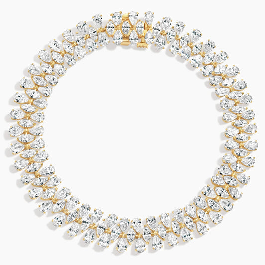 9.33ct Lab Diamond Tennis Bracelet | Three Row Pear Cut | IGI Certified | 10K Gold