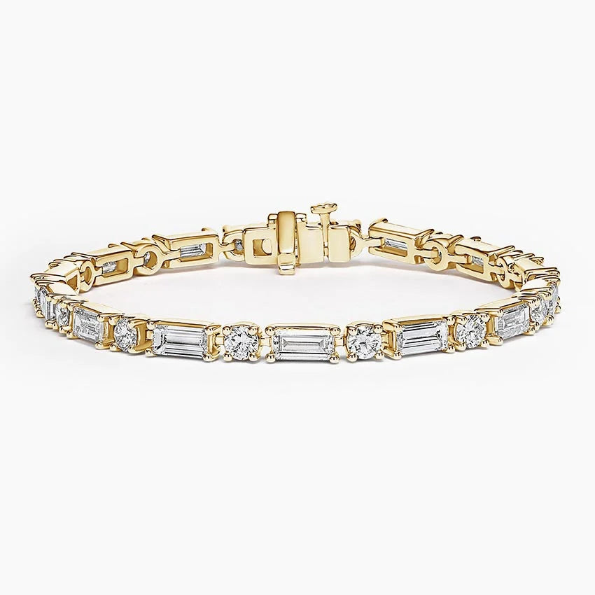 5ct Lab Diamond Tennis Bracelet | Baguette & Round Cut | IGI Certified | 10K Gold
