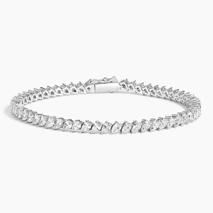 5ct Lab Diamond Tennis Bracelet | Pear Cut | IGI Certified VS | 10K Gold