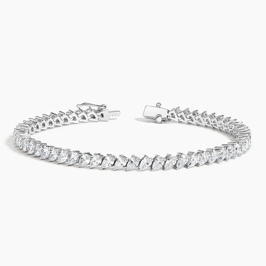5ct Lab Diamond Tennis Bracelet | Pear Cut | IGI Certified VS | 10K Gold