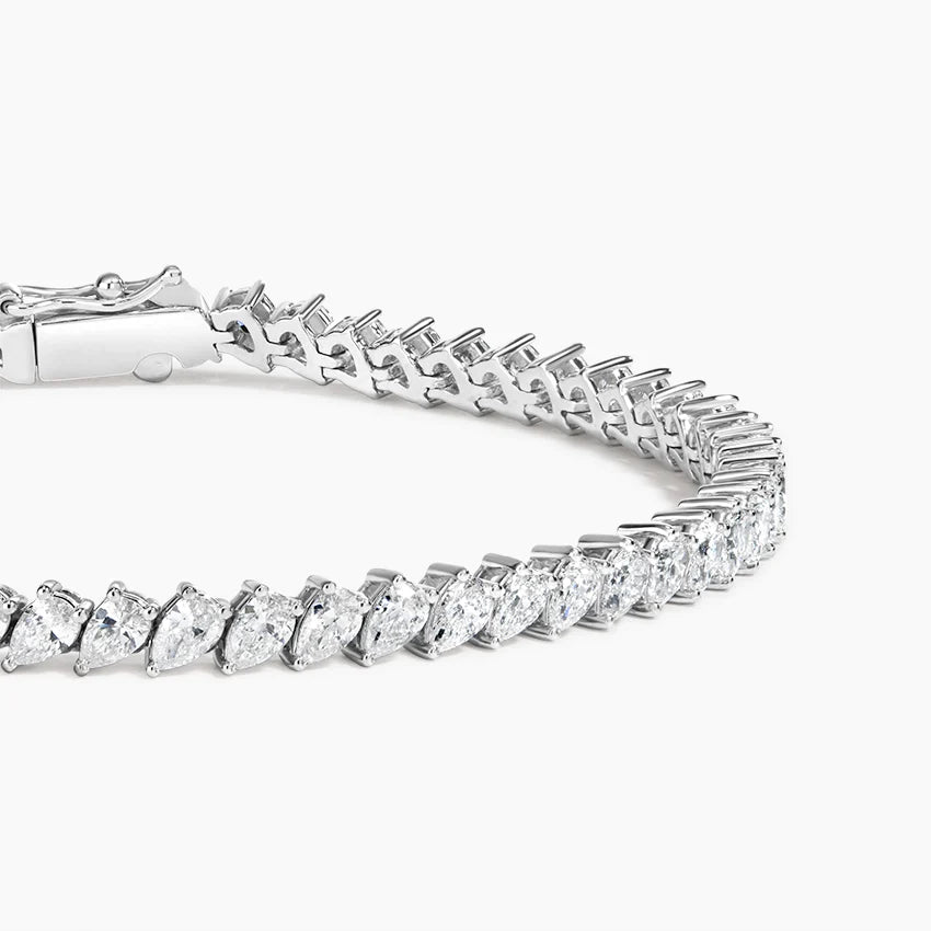 5ct Lab Diamond Tennis Bracelet | Pear Cut | IGI Certified VS | 10K Gold