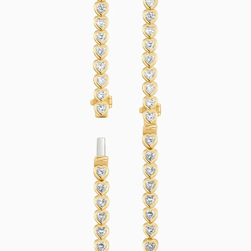 5ct Lab Diamond Tennis Bracelet | Heart Cut | IGI Certified VS | 14K Gold