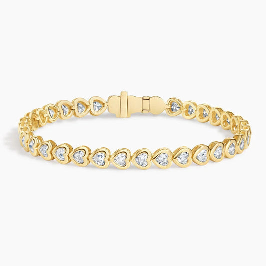 5ct Lab Diamond Tennis Bracelet | Heart Cut | IGI Certified VS | 14K Gold