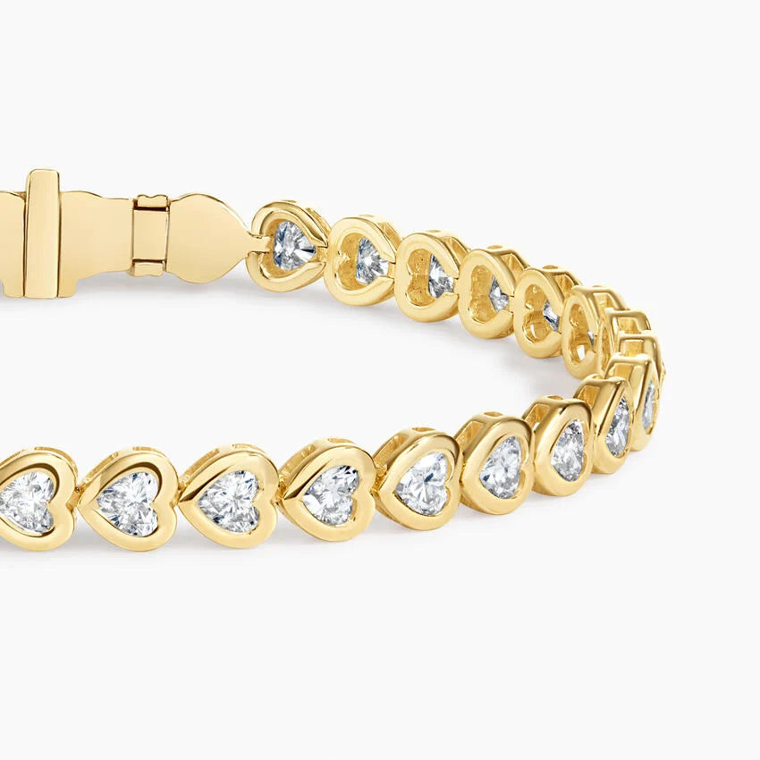 5ct Lab Diamond Tennis Bracelet | Heart Cut | IGI Certified VS | 14K Gold