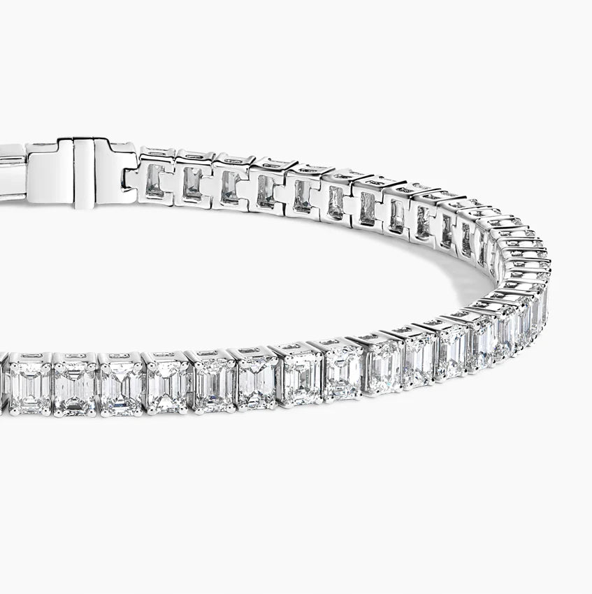 5ct Lab Diamond Tennis Bracelet | Emerald Cut | IGI Certified VS | 10K Gold