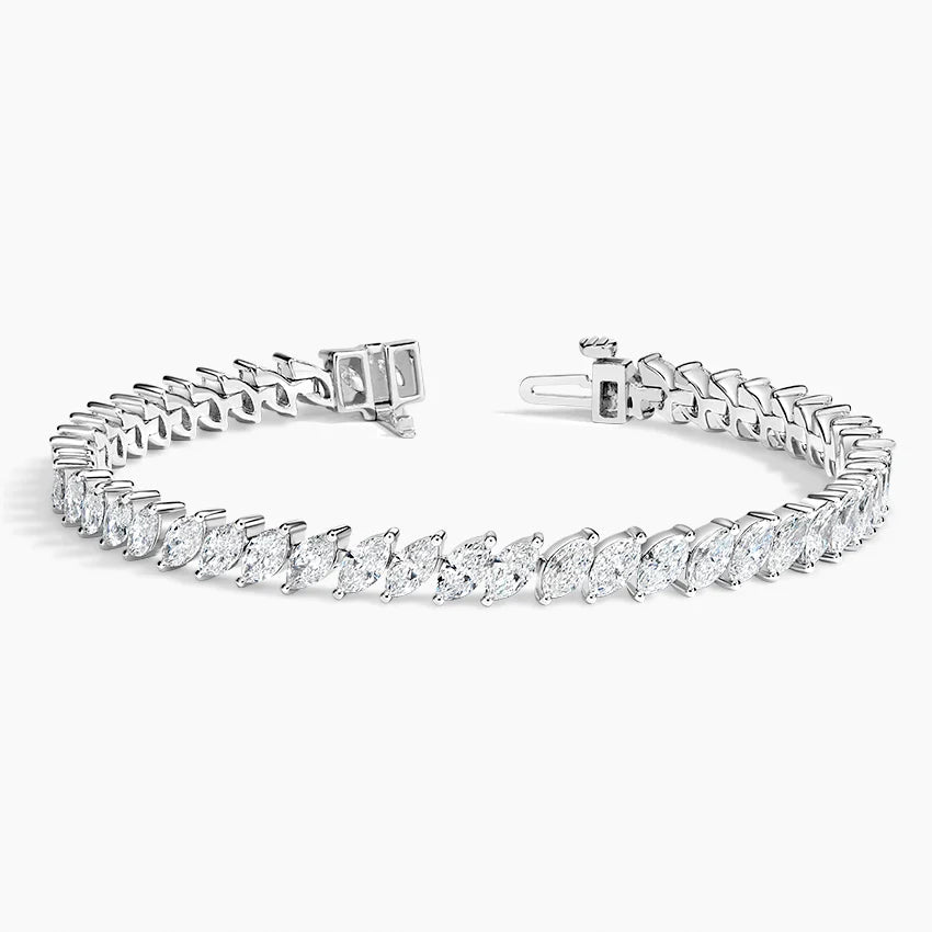5ct Lab Diamond Tennis Bracelet | Marquise Cut | IGI Certified VS | 10K Gold