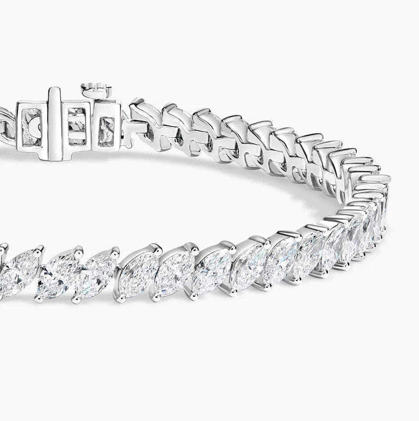 5ct Lab Diamond Tennis Bracelet | Marquise Cut | IGI Certified VS | 10K Gold