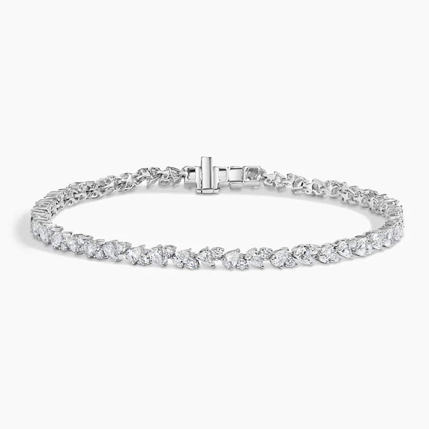 5ct Lab Diamond Tennis Bracelet | Round & Pear Cut | IGI Certified VS | 10K Gold
