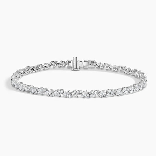 5ct Lab Diamond Tennis Bracelet | Round & Pear Cut | IGI Certified VS | 10K Gold
