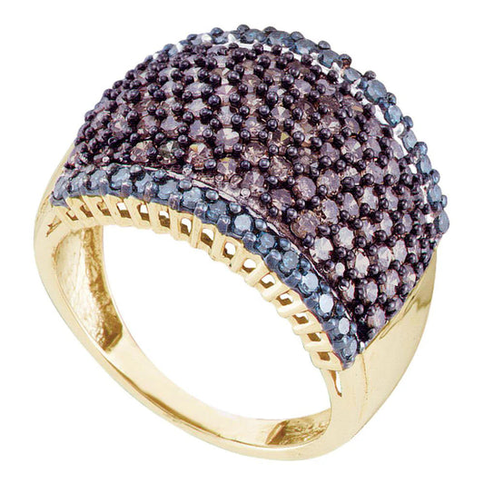 Women's 1.8ct Multi-Color Lab Diamond Band | Cognac & Blue | 10K Gold