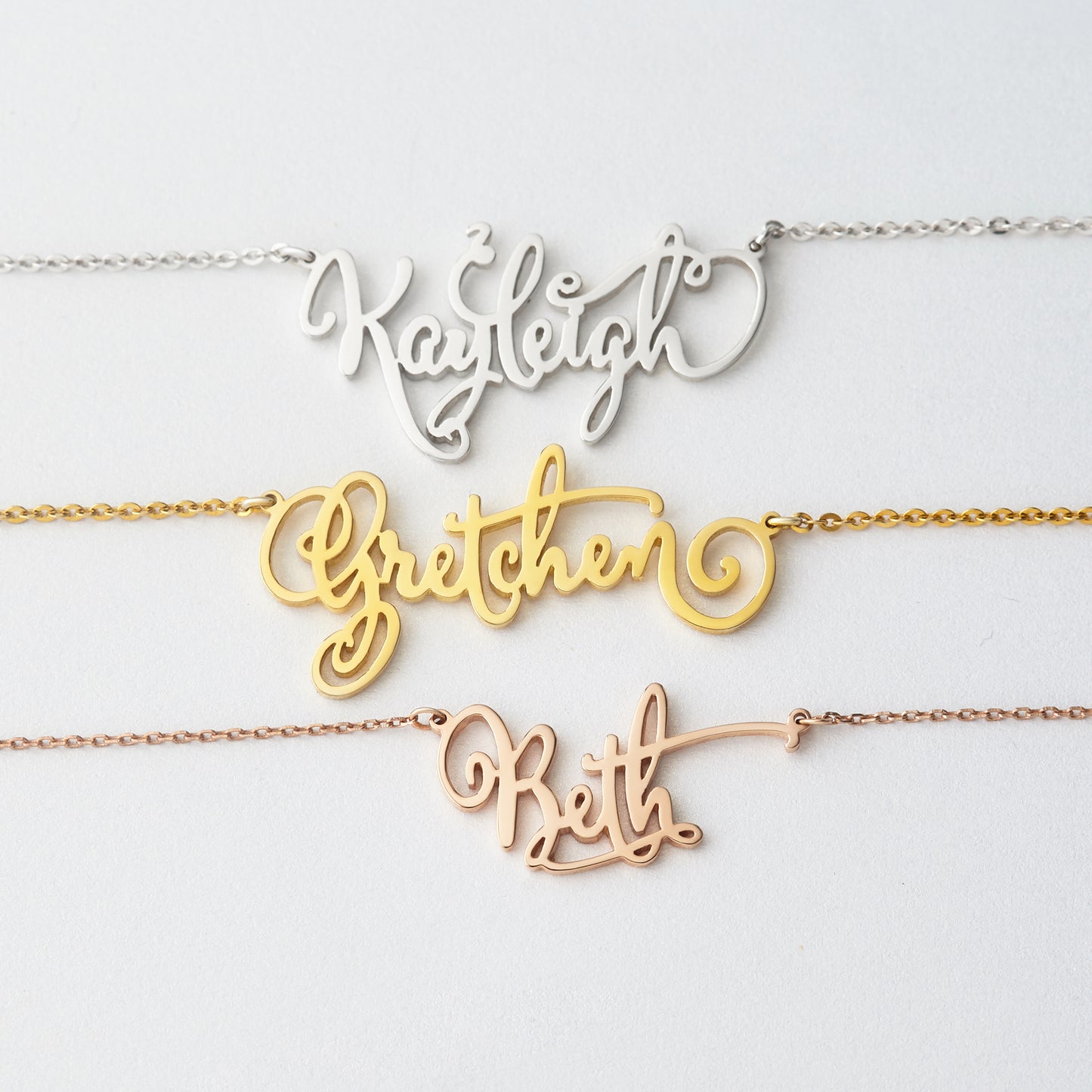 Gold Name Necklace for Teen Girls | Custom Calligraphy Nameplate | Sterling Silver