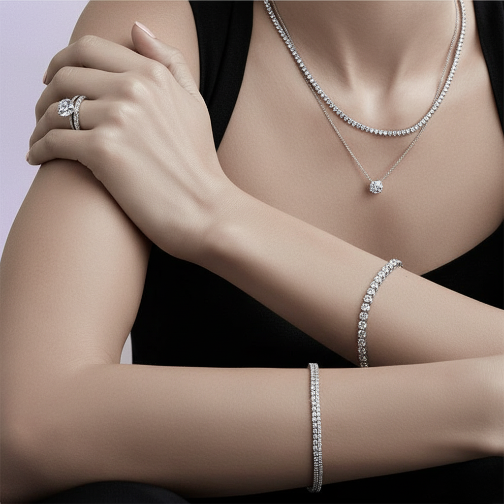 5ct Lab Diamond Tennis Bracelet | Round Brilliant | IGI Certified VS+ | 10K Gold