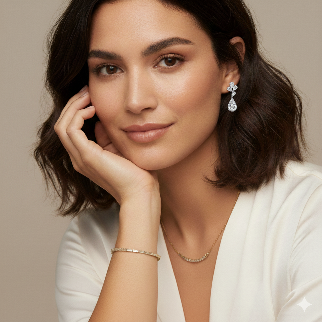 9.6ct Lab Diamond Pear Drop Cluster Earrings | IGI Certified DEF VS+