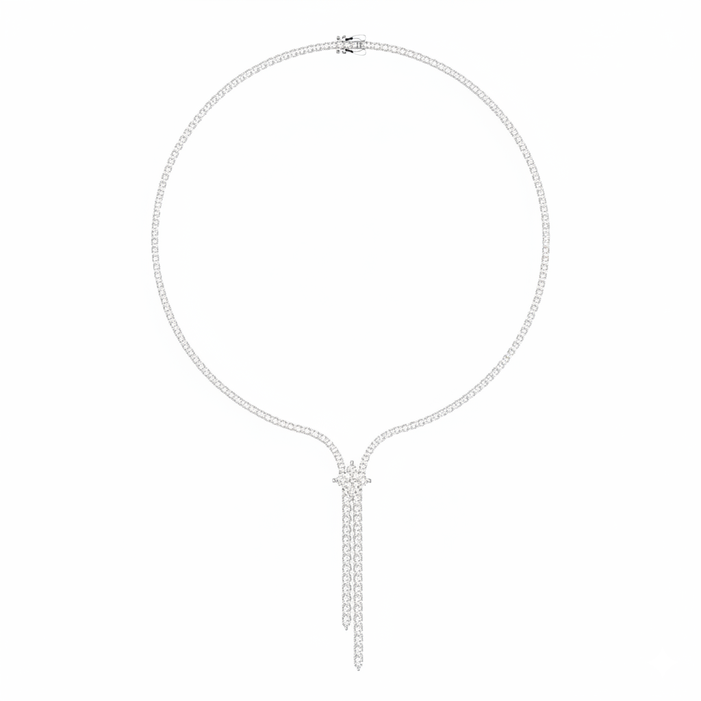 12ct Lab Diamond Y Drop Lariat Tennis Necklace | IGI Certified | 10K Gold
