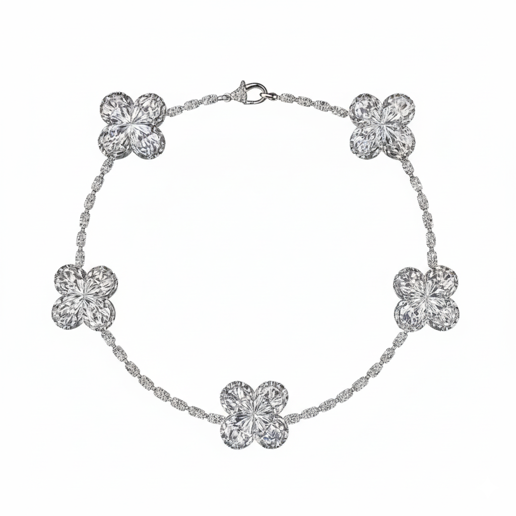 13ct Pear Clover Lab Diamond Tennis Bracelet | 0.50ct Pears | IGI Certified | Draco