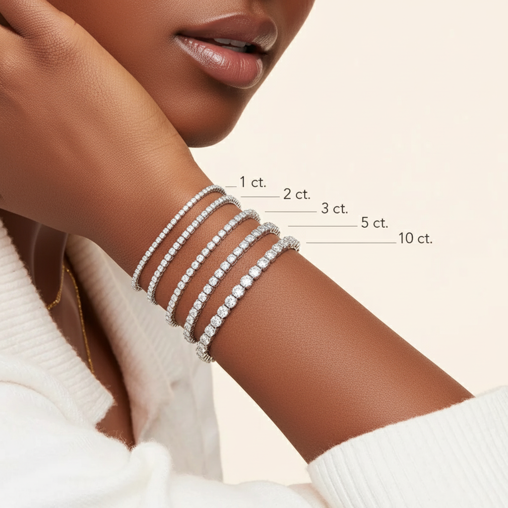 5ct Lab Diamond Tennis Bracelet | Baguette & Round Cut | IGI Certified | 10K Gold