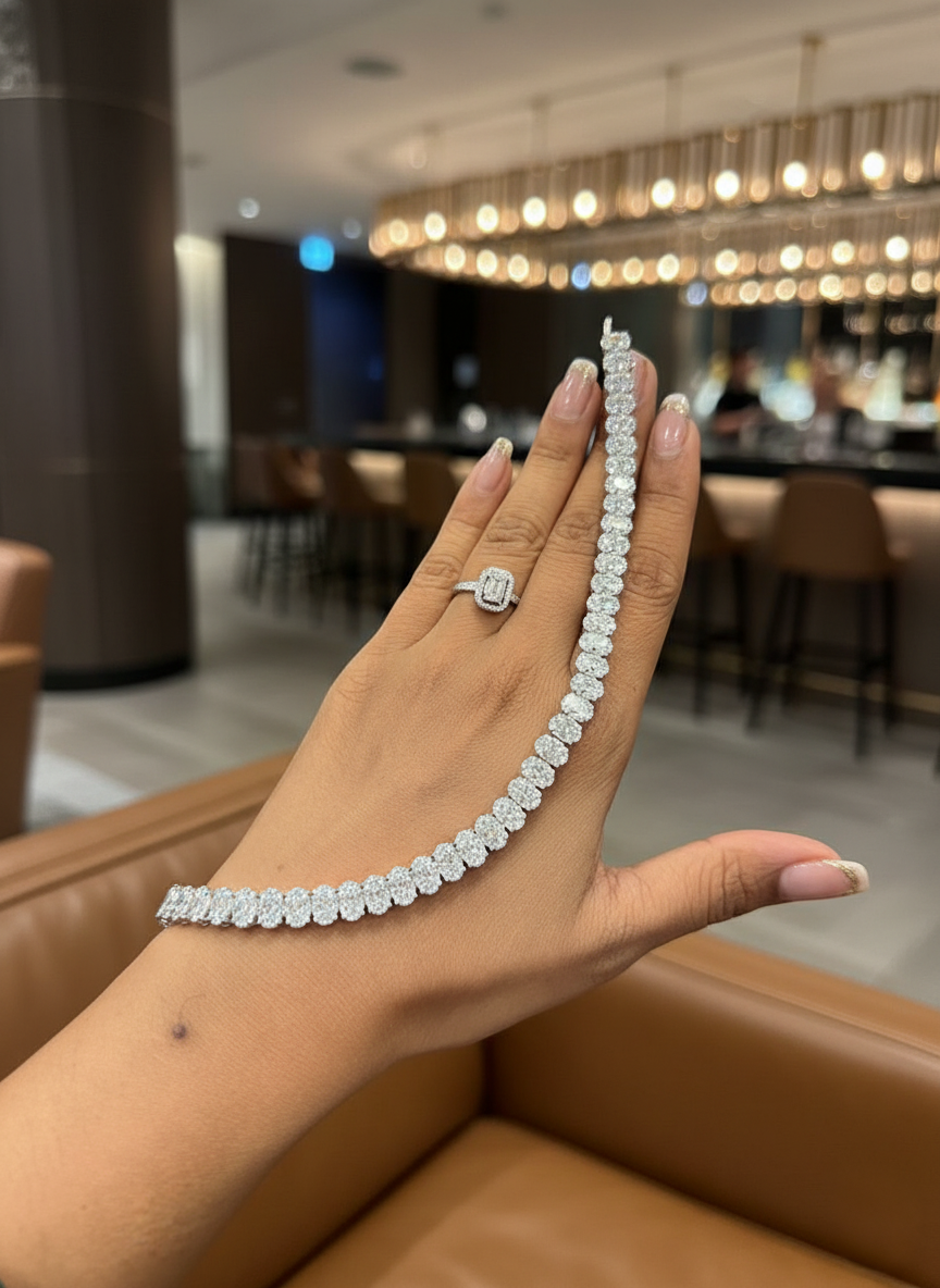 5ct Lab Diamond Tennis Bracelet | Oval Cut | IGI Certified VS | 10K Gold