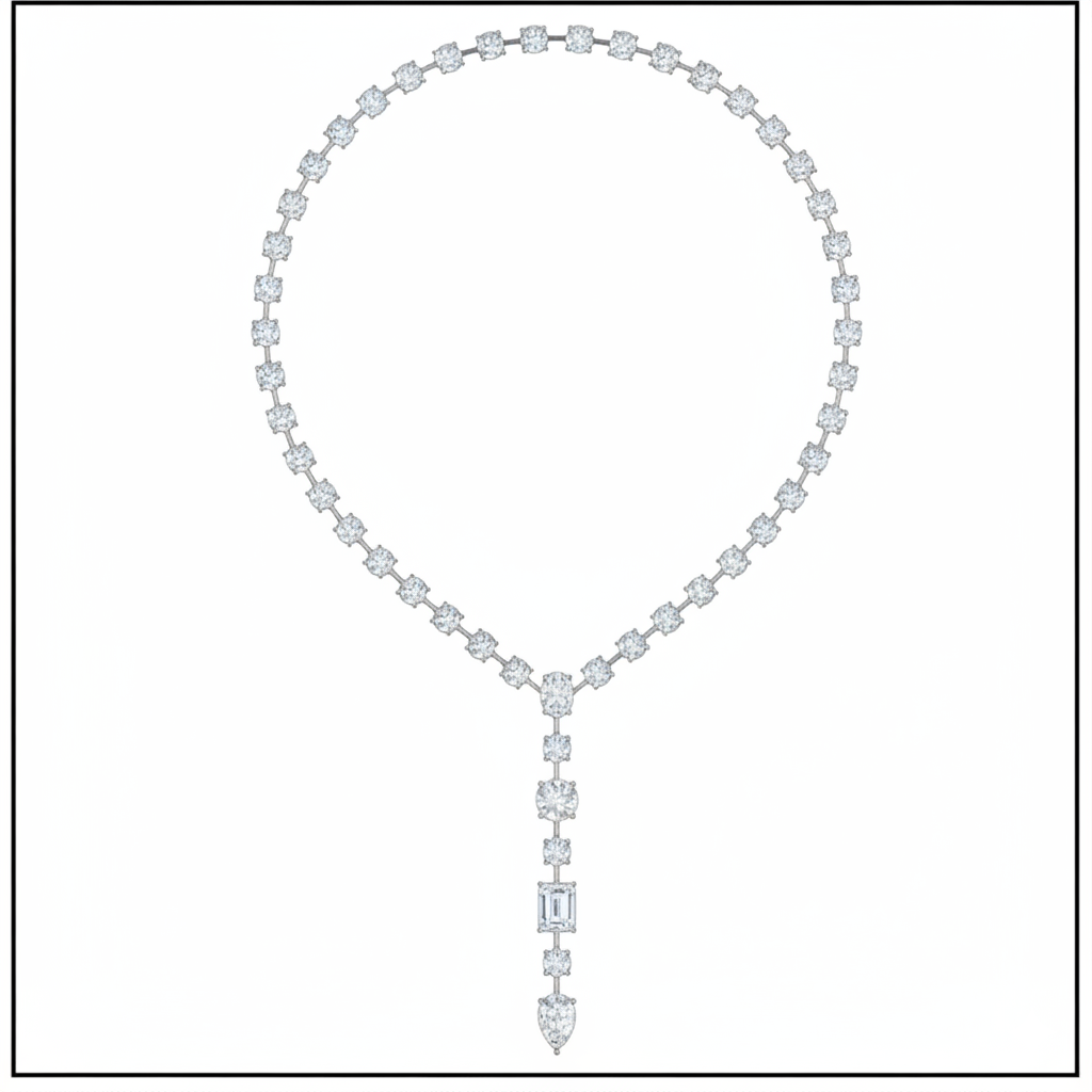 45ct Lab Diamond Y Drop Lariat Necklace | IGI Certified DEF VS+ | 10K Gold