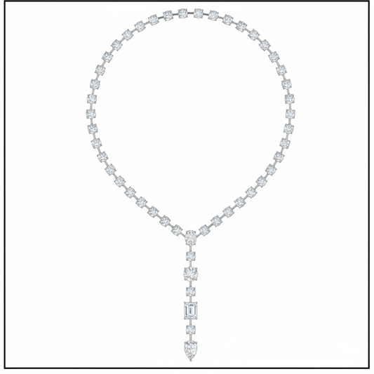 45ct Lab Diamond Y Drop Lariat Necklace | IGI Certified DEF VS+ | 10K Gold