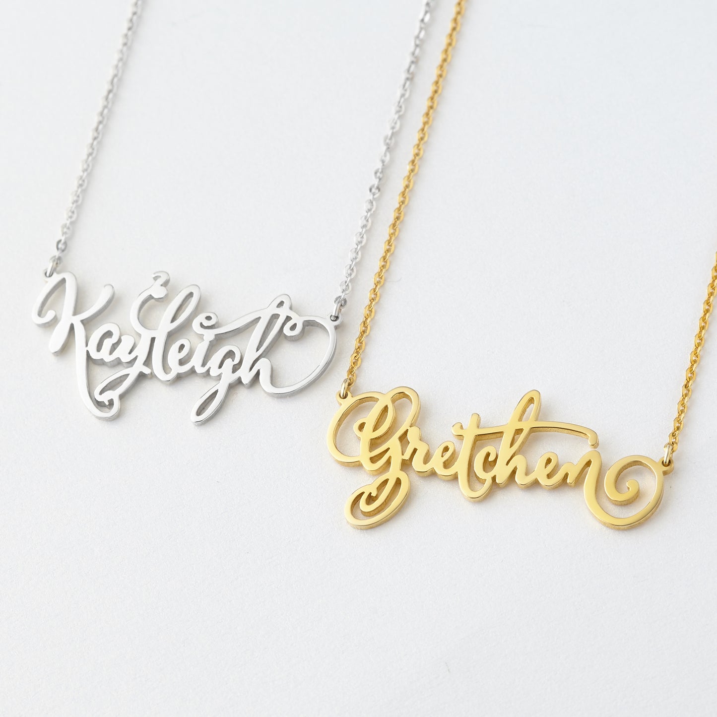 Gold Name Necklace for Teen Girls | Custom Calligraphy Nameplate | Sterling Silver