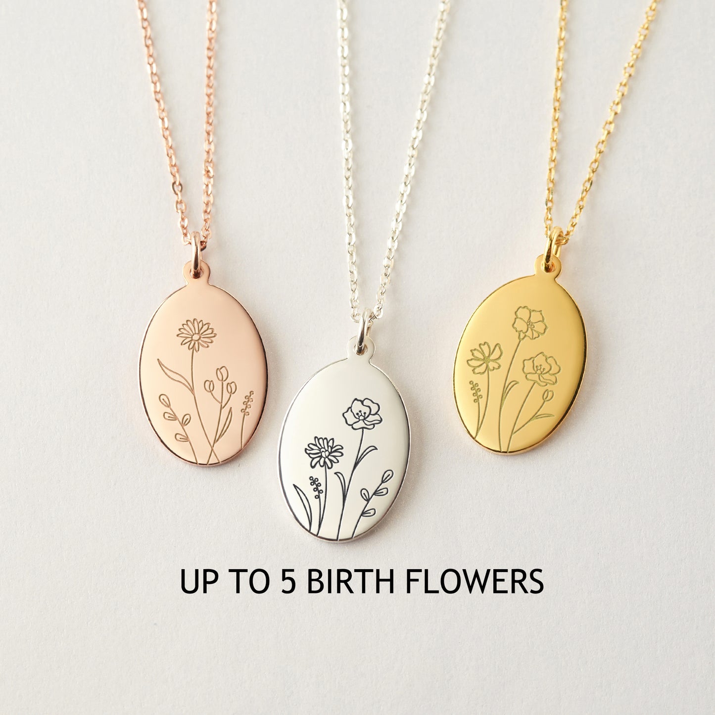 Birth Month Flower Necklace | Personalized Mom Necklace with Family Flowers