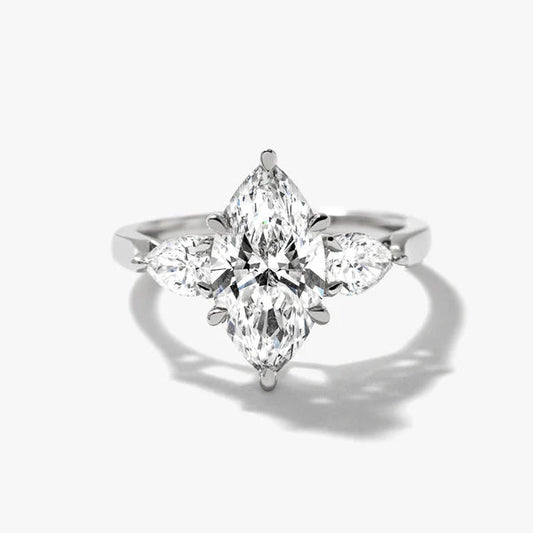 2.1ct Lab Diamond Marquise Dawn Ring | IGI Certified | 10K White Gold