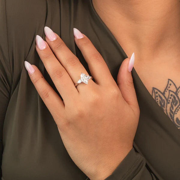 2.1ct Lab Diamond Marquise Dawn Ring | IGI Certified | 10K White Gold