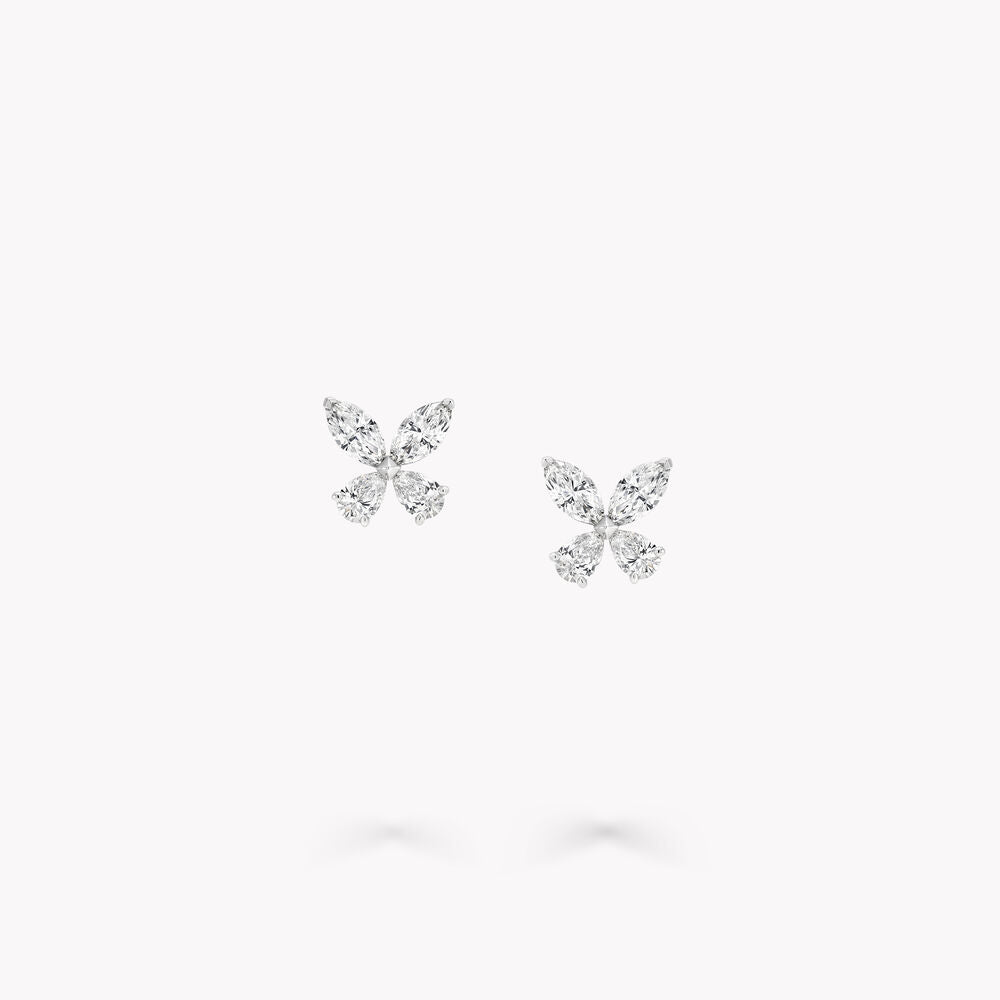2ct Lab Diamond Butterfly Stud Earrings | IGI Certified VS+ DEF | 10K Gold