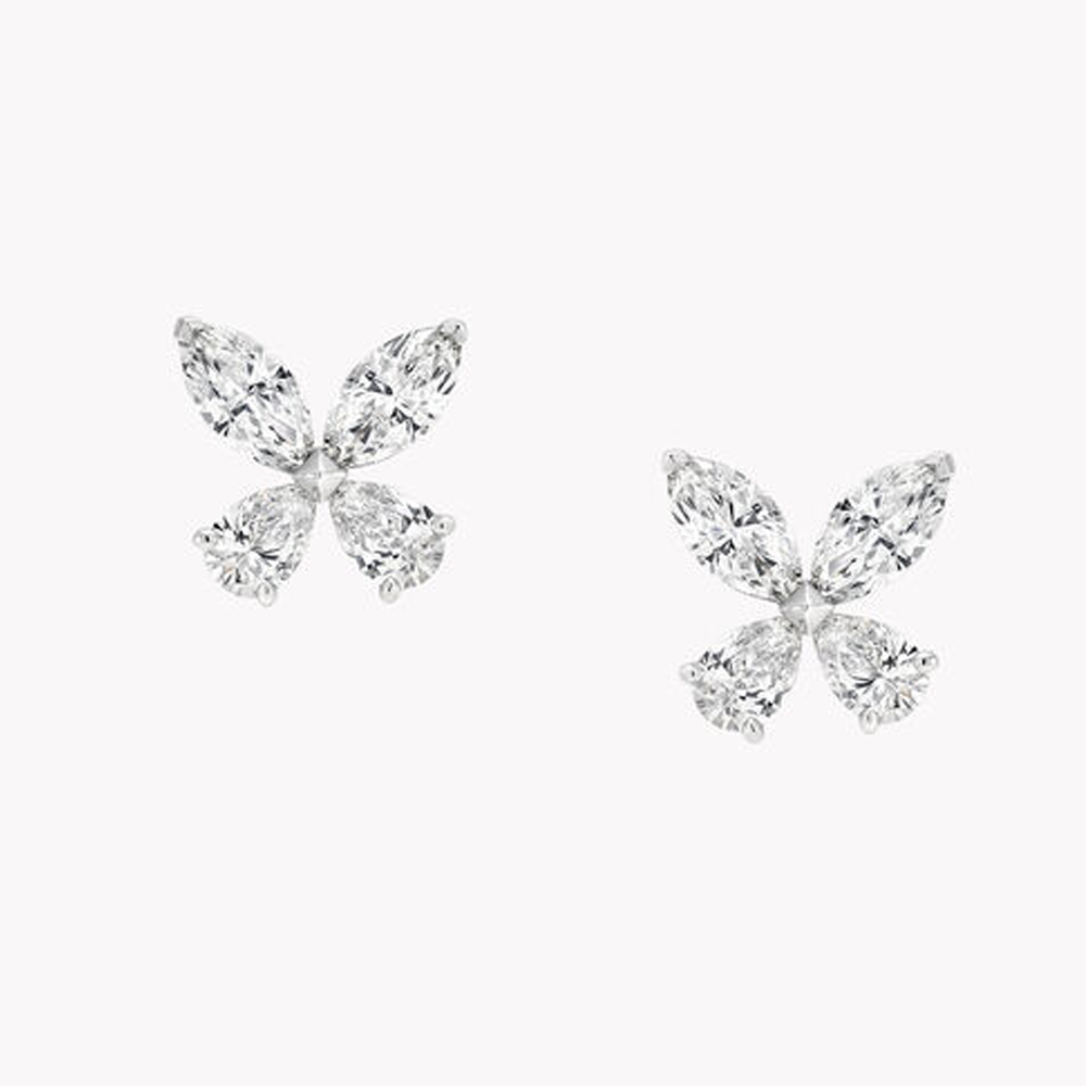 2ct Lab Diamond Butterfly Stud Earrings | IGI Certified VS+ DEF | 10K Gold
