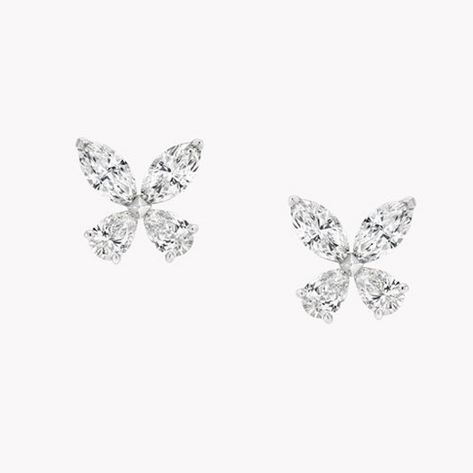 2ct Lab Diamond Butterfly Stud Earrings | IGI Certified VS+ DEF | 10K Gold