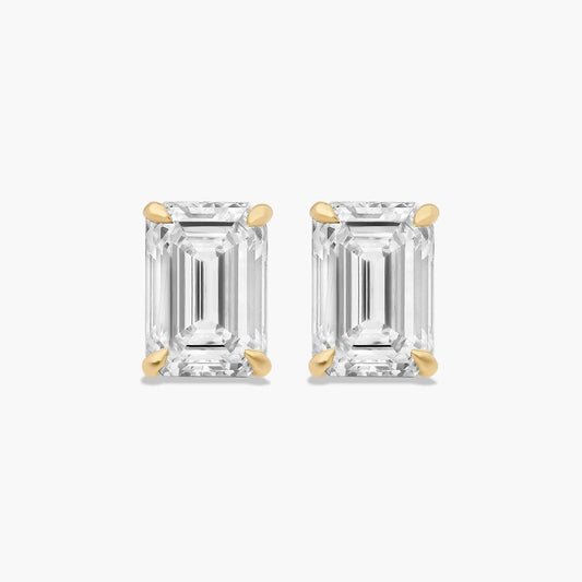 1ctw Lab Diamond Emerald Cut Stud Earrings | IGI Certified | 10K Gold