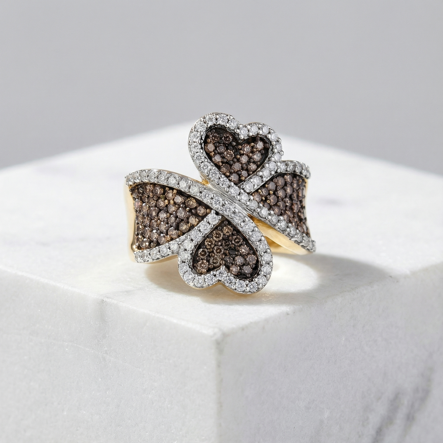 Women's 1.5ct Cognac Lab Diamond Heart Ring | 10K Yellow Gold | Draco