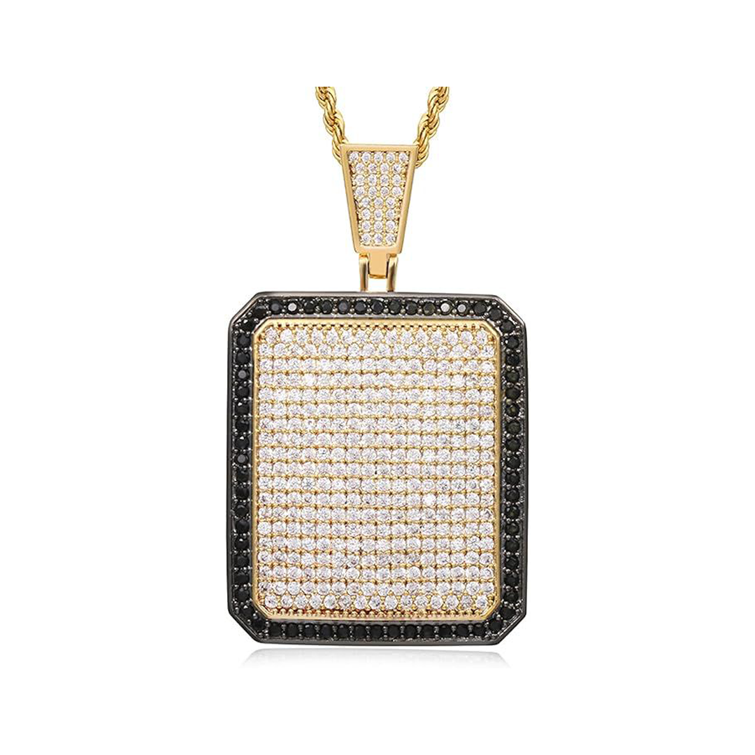5.6ct Lab Diamond Rectangle Pendant | IGI Certified VS | Onyx Accent | 10K Gold