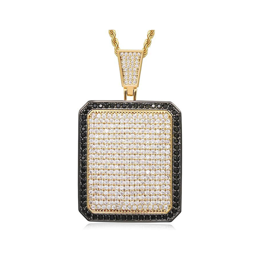 5.6ct Lab Diamond Rectangle Pendant | IGI Certified VS | Onyx Accent | 10K Gold