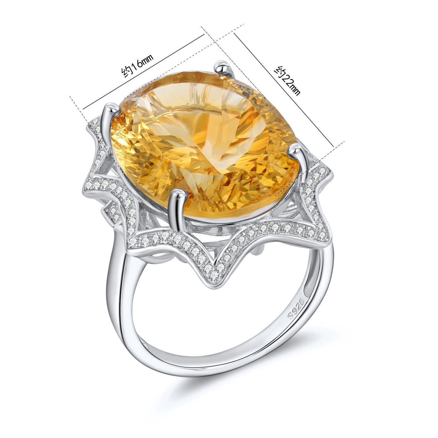 Women's Large Natural Citrine Statement Ring | Warm Golden Gemstone