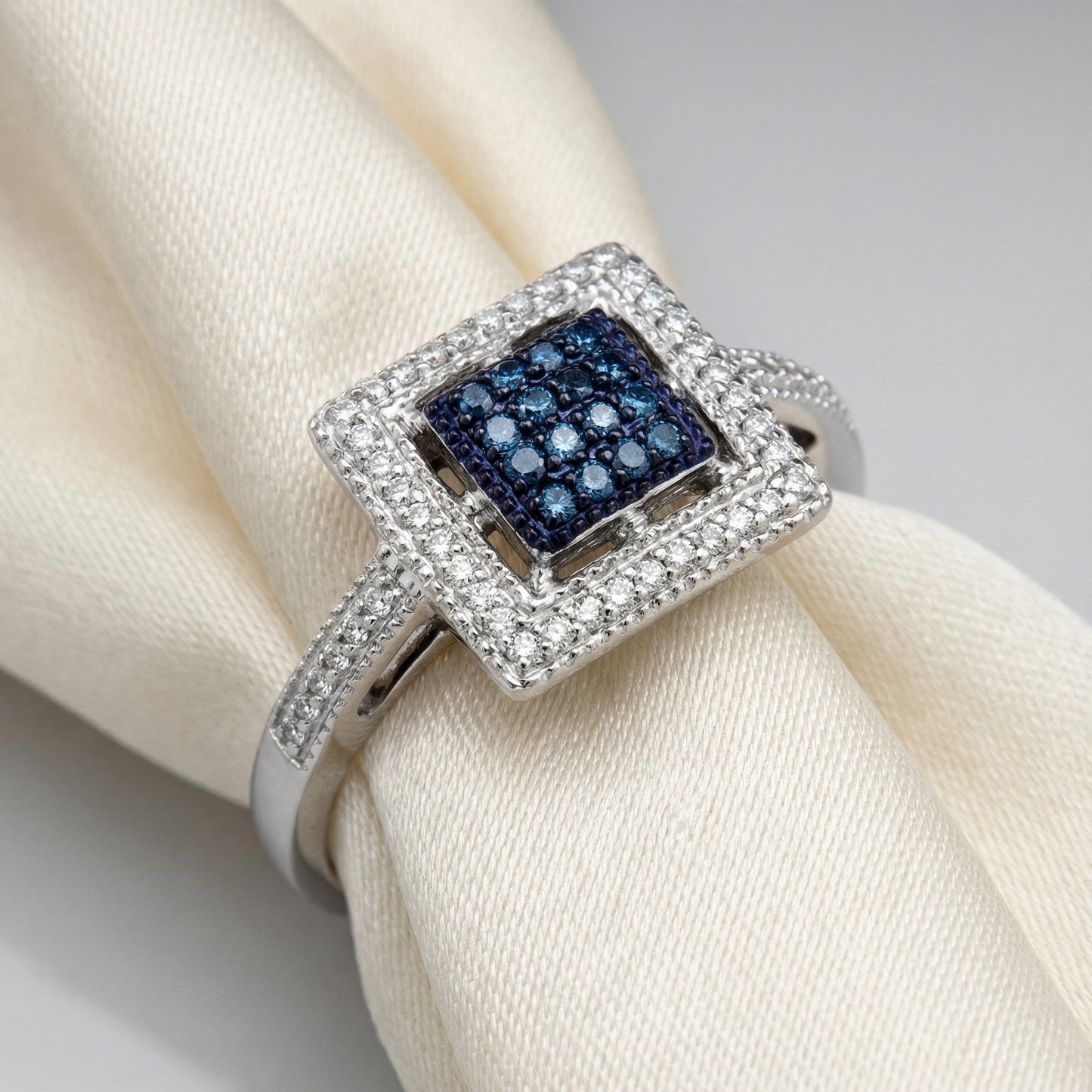 0.25ct Blue Lab Diamond Cluster Ring | 10K White Gold | VS2+ | Draco