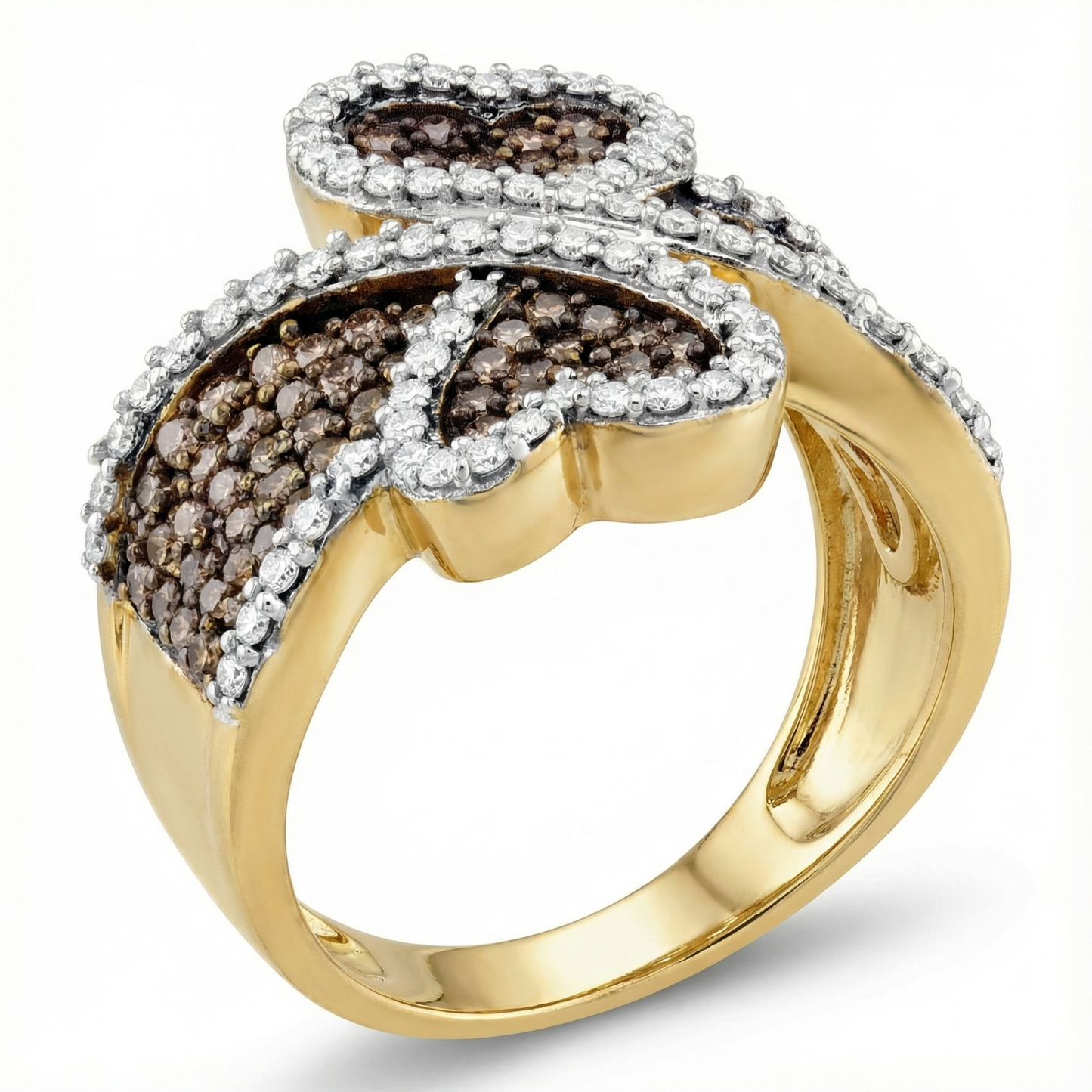 Women's 1.5ct Cognac Lab Diamond Heart Ring | 10K Yellow Gold | Draco