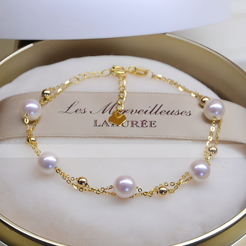 18K Gold Seawater Pearl Adjustable Double-Layer Bracelet | Ocean Luxury