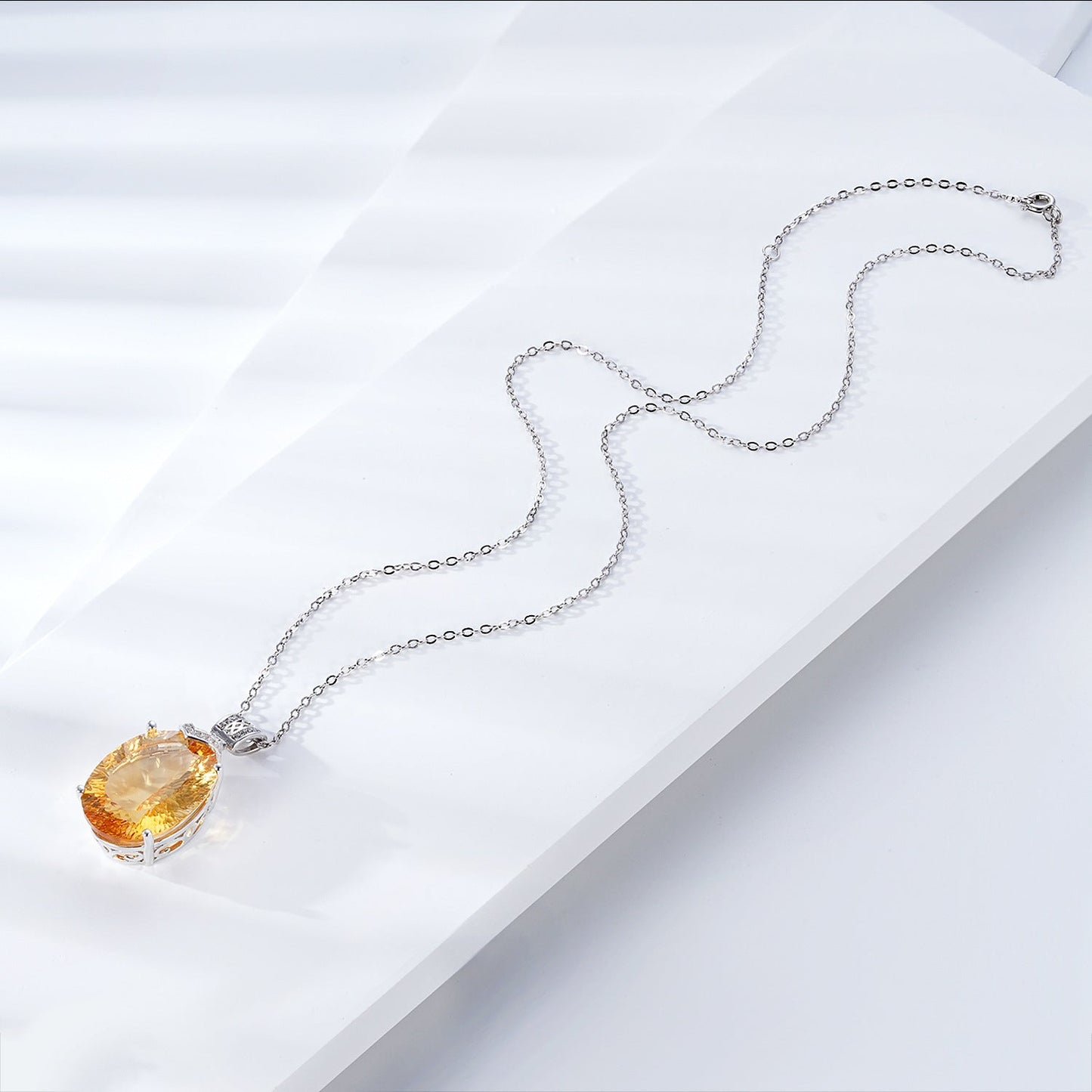 LuxeJewels™ Solaris Gemdrop Citrine Pendant Necklace | Golden Warmth
