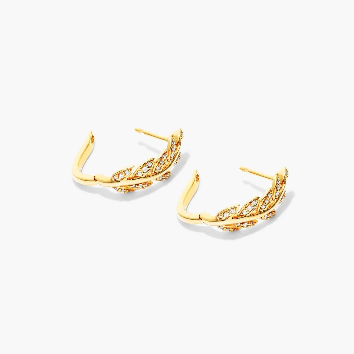1ctw Lab Diamond Leaf Earrings | IGI Certified | 10K Yellow Gold
