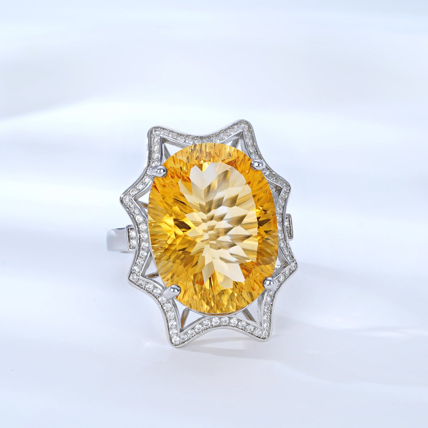 Women's Large Natural Citrine Statement Ring | Warm Golden Gemstone