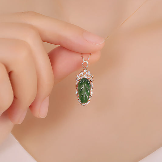 18K Gold Inlaid Emerald Necklace with Diamond Details | Ethnic Luxury
