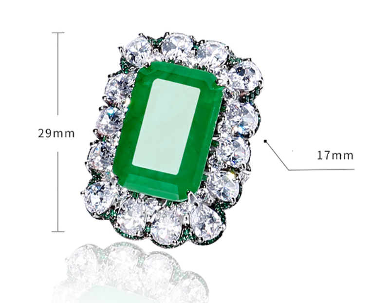 LuxeJewels™ FrostÉmeraude Regal Emerald Statement Ring