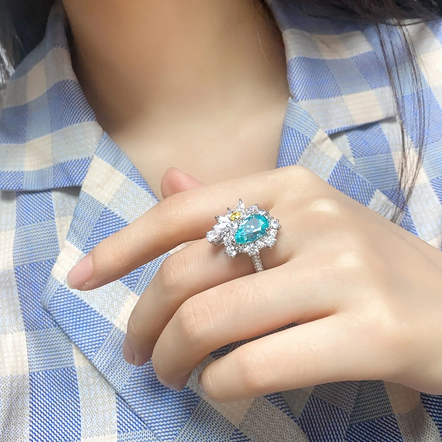 LuxeJewels™ Cultivate Paraiba Diamond Ring | Rare Neon Blue Gemstone