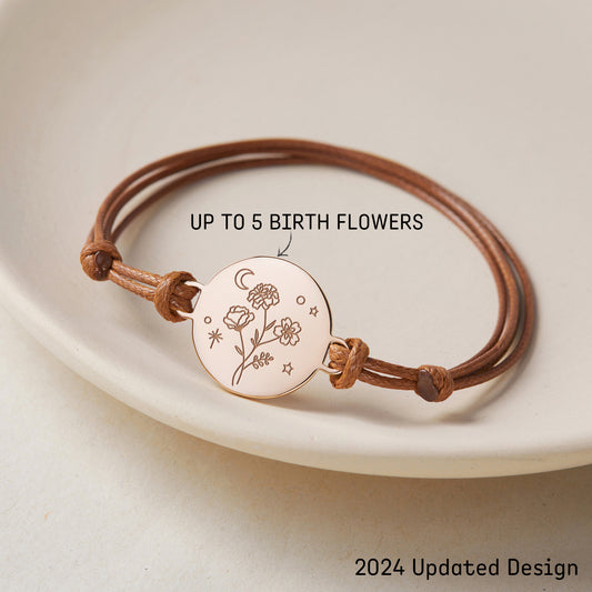 Birth Month Flower Bracelet | Personalized Mother Bracelet with Family Blooms