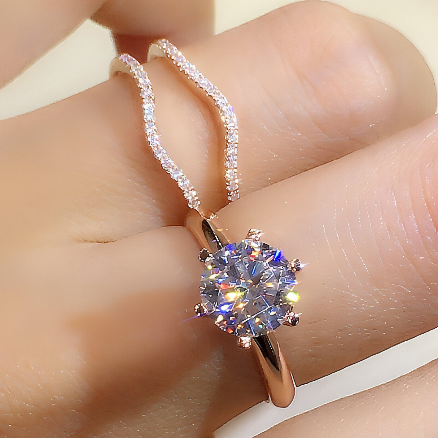 Versatile Elegance 18K Gold Moissanite Ring Duo | Stackable Luxury Set