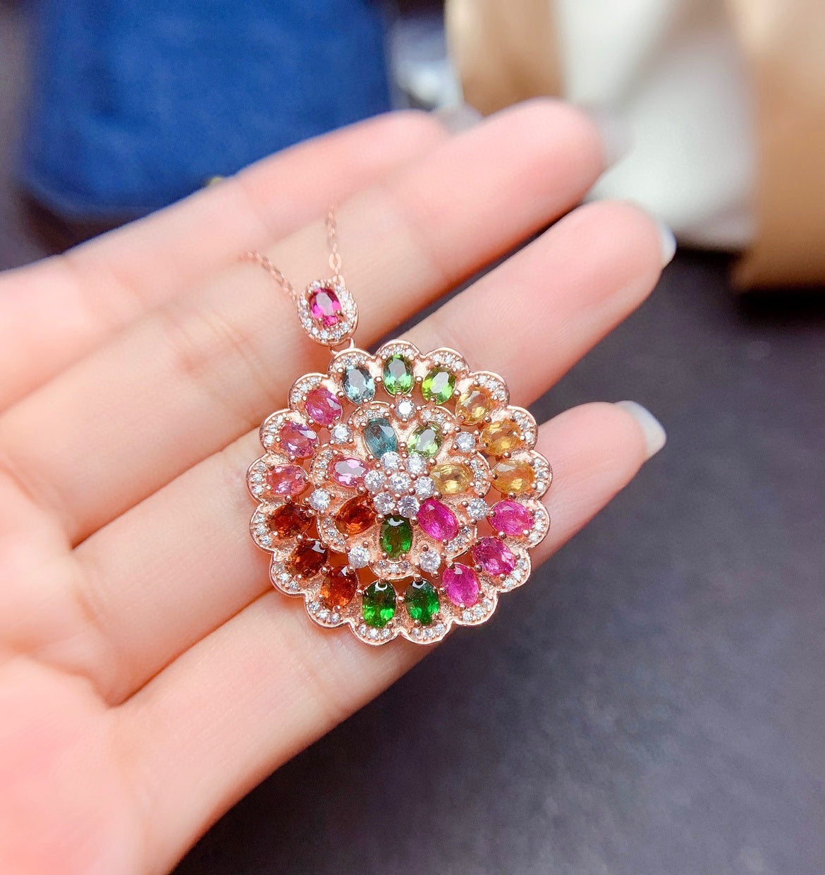 LuxeJewels™ CandyBloom Tourmaline Pendant Necklace | Vibrant Luxury