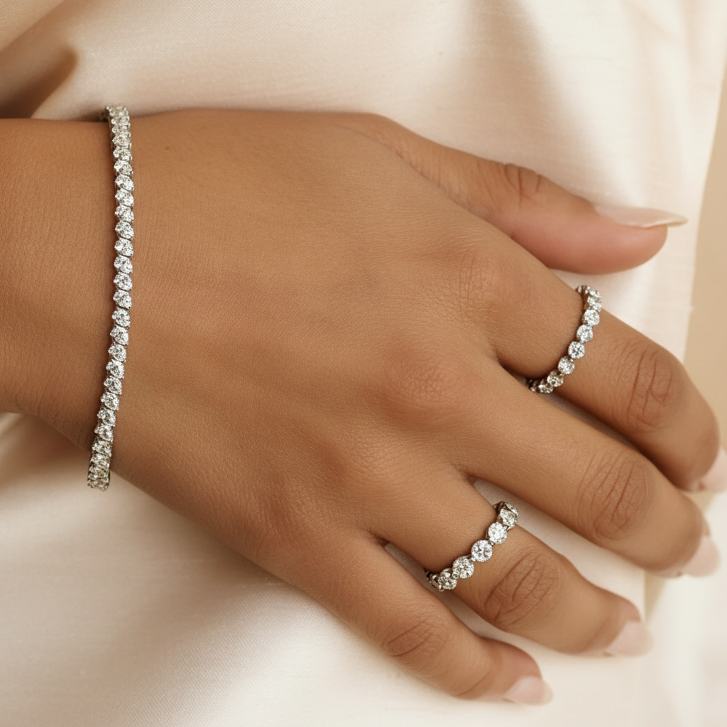 5ct Lab Diamond Tennis Bracelet | Pear Cut | IGI Certified VS | 10K Gold