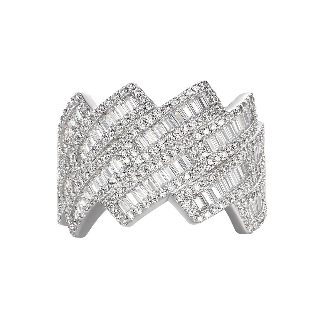 4.5ct Lab Diamond Weave Ring | Baguette & Round | IGI Certified | 10K Gold