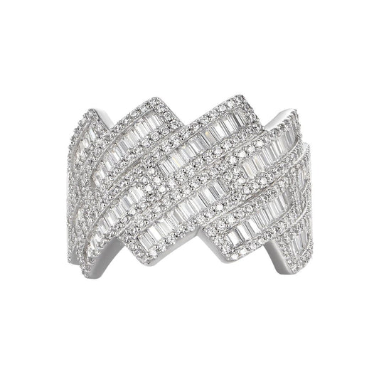4.5ct Lab Diamond Weave Ring | Baguette & Round | IGI Certified | 10K Gold